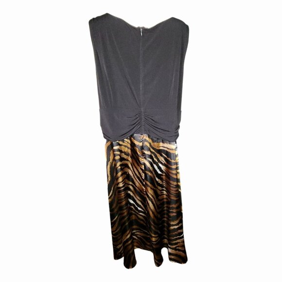 Connected Apparel Dress Womens Plus Size 24W Black Brown Animal Print Pullover - Picture 3 of 7